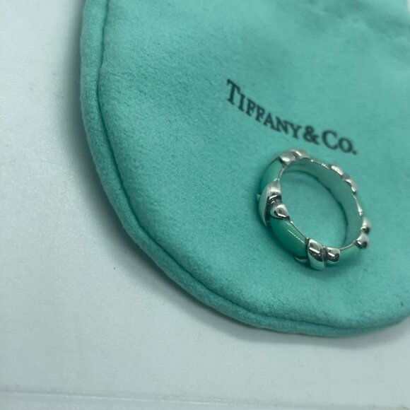 Tiffany & Co. Blue Enamel Signature X Band Ring Size 5 - Picture 10 of 12